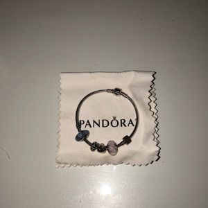 real pandora bracelet with 4 real pandora charms